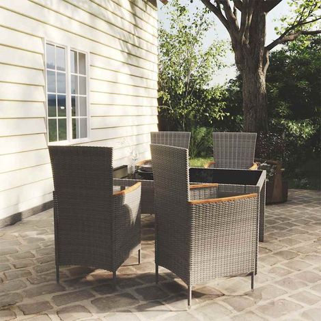 Ensemble Table et Chaise de Jardin 5 pcs - Ensemble à dîner d'extérieur et coussins Résine tressée BV790218 - BonneVie (1/5)
