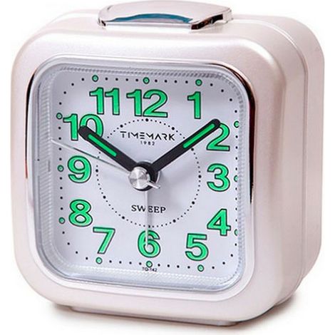Orologio-Sveglia Analogico Timemark Bianco Silenzioso con suono Modalità notte (7.5 x 8 x 4.5 cm)
