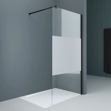 doporro Duschwand Duschtrennwand 120x200 Walk-In Dusche mit Stabilisator aus Echtglas 8mm ESG-Sicherheitsglas Teilsatiniert inkl. Nanobeschichtung (1/5)