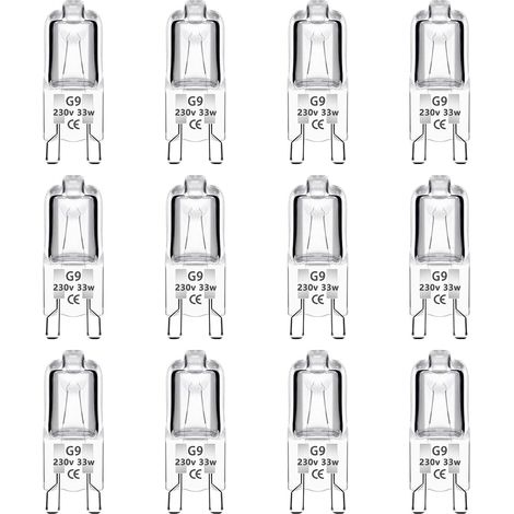 Confezione da 12 lampadine alogene a capsula G9, 33 W, 230 V, dimmerabili, 460 lm, bianco caldo (2700 K), attacco G9, per forni, lampadari, luci da giardino e illuminazione di mobili (1/5)