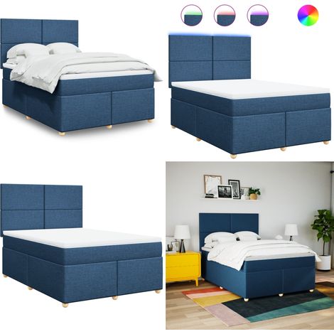 vidaXL Boxspringbett mit Matratze Blau 160x200 cm Stoff (1/5)