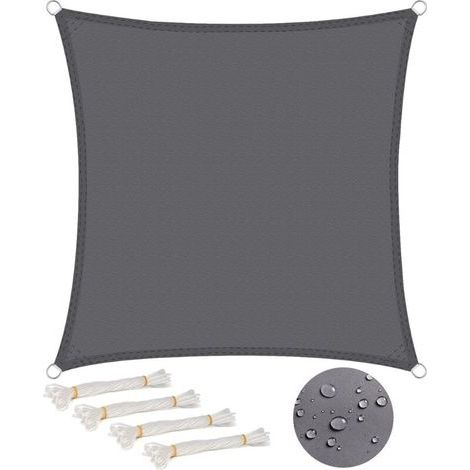 Cool Area Voile d'ombrage carré 2.5x2.5m Imperméable Toile Ombrage UV Protection pour Patio Jardin. Terrasse.Extérieur. Balcon.Couleur Gris (1/4)