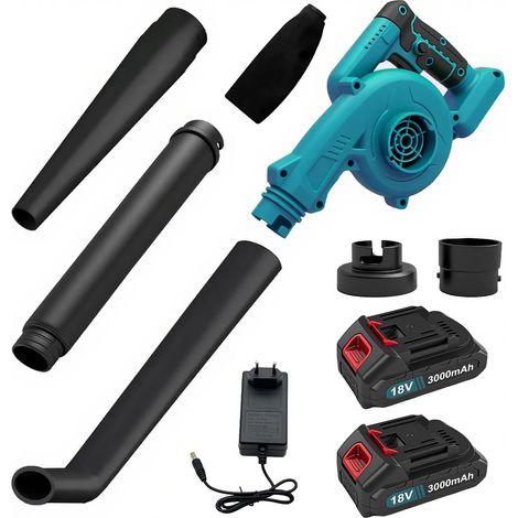 Souffleur de Feuilles Sans Fil 18V, Souffleur de Feuilles Portable Sans Fil avec 2 Batteries de 3000mAh, 32000 tr/min, Vitesse Maximale de l'air de 180 km/h, pour les Souffleur de Jardin (1/5)