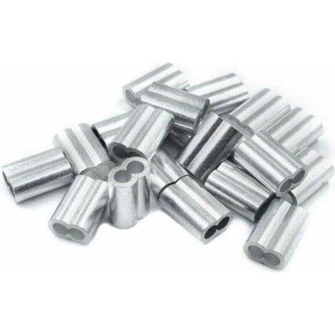 20x Manchons à sertir en aluminium avec double embouts 4.0 mm Ferrules en aluminium, clip à sertir, manchons de presse, manchons à sertir, connecteurs pour câbles métalliques (1/5)