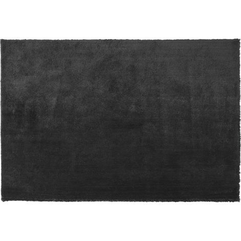 Alfombra negra 140 x 200 cm poliéster hecho a mano pelo largo Evren (1/5)