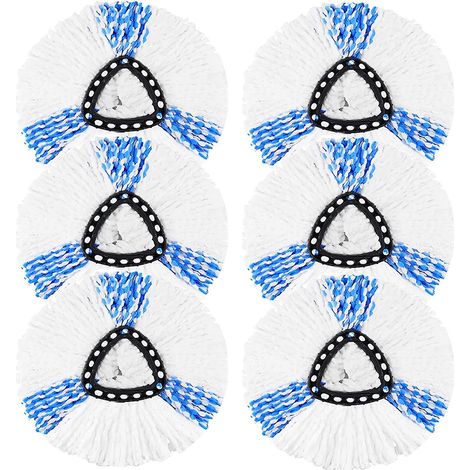 4 Replacement Mops For Vileda Turbo 2 In 1 Easywring & Clean Compatible With O-cedar Mop Head Replacement Kit (6 White-blue) (1/5)