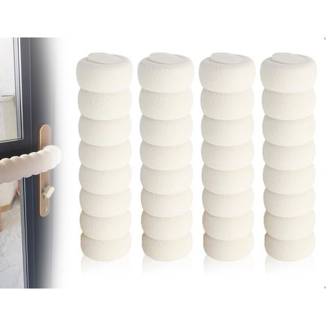 Lot de 4 butées de poignée de porte en mousse, protection de poignée de porte, pour protéger les portes de chambre, les murs et les meubles (blanc) (1/5)