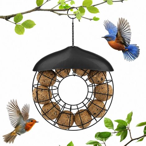 Meisenknödelhalter zum Aufhängen, Futterspender für Wildvögel, Metall, 24cm Durchmesser