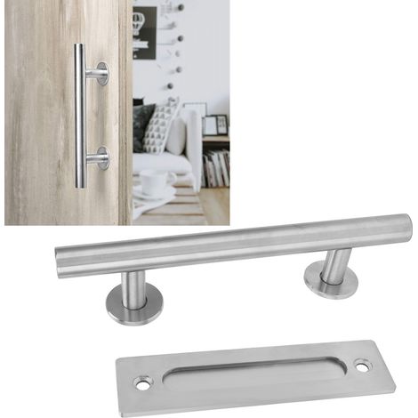 [Manilla para puerta de granero] Manilla doble de acero inoxidable para puertas de garaje y cobertizo: manija ergonómica de doble cara. (1/5)