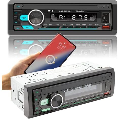 Récepteur stéréo de voiture, double USB 12 V, récepteur multimédia pour voitures avec effets d'éclairage LED changeant de couleur (1/5)