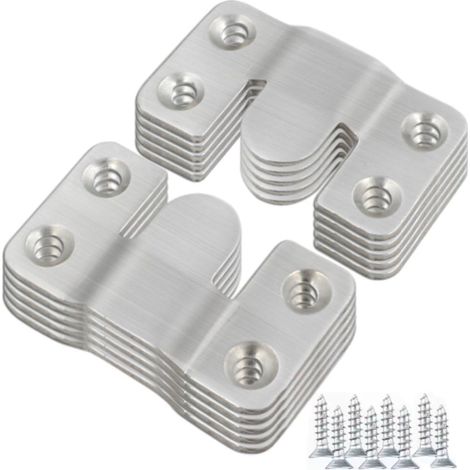 Soporte de pared de acero inoxidable para marcos de fotos, 10 unidades (54 × 30 × 2 mm, distancia entre orificios de 40 mm, color plata) (1/5)