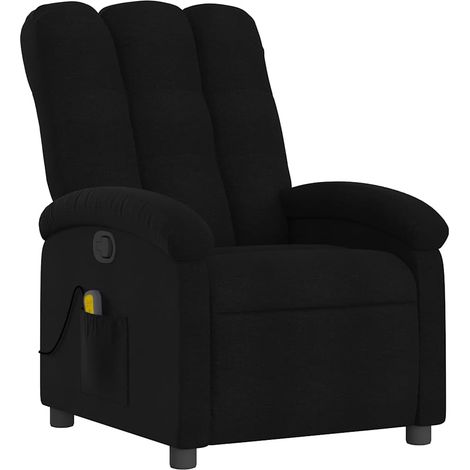 Poltrona relax TV funzione massaggio reclinabile 6 punti massaggio in tessuto nero DEC027065
