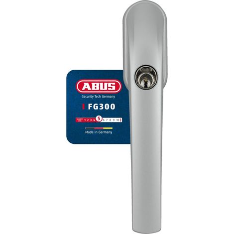 Abus Fg300 Al0145 Maniglia con Blocco Antifurto, Serratura a Spinta con Cilindro per Finestre, Chiave Maestra, Livello di Sicurezza: 5, 37386, Argento (1/5)