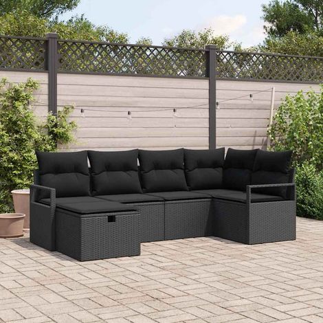 Teenpull – Gartensofa-set 6 Stk. Schwarz Poly-Rattan (1/5)
