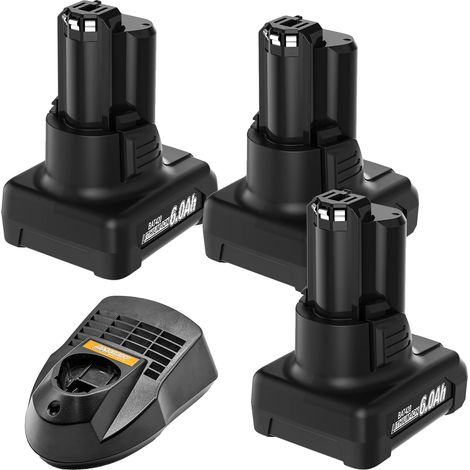 Batería recargable, capacidad de 6000 mAh, compatible con múltiples herramientas, 3 x 6000 mAh, 1 x Cargador (1/2)