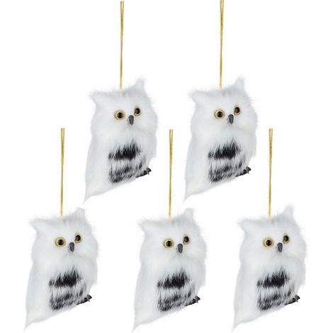 Ornement animal en fausse fourrure, chouette à suspendre pour sapin de Noël, décoration de maison, sac à dos, fête, vacances (1/3)