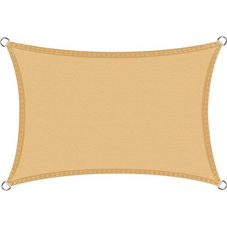 Voile d'ombrage Imperméable Rectangulaire 2x3m, Toile Ombrage PES Résistant à l'eau, Filet dombrage Rectangle 3x2m, Résistant 98% Protection Rayons UV pour Patio Terrasse Extérieur, Sable 2x3 (1/4)