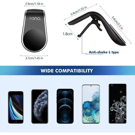 Magnetische Autohalterung, 2er-Pack, magnetische Autohalterung, L-förmig, kompatibel mit horizontalen Lüftungsschlitzen, für iPhone 13/12, ohne MagSafe-Halterung, Sonnenlicht (1/5)