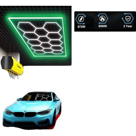 Plafoniera a LED, design esagonale, a basso consumo energetico, 14 esagoni verdi (1/2)