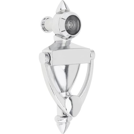 Frappeur de porte et visionnaire, frappeur de hauteur de 12 cm, trou de vue à 180 degrés, alésage de 9/16 pouces, pour porte d'épaisseur de 1-3/8" à 1-7/8", nickel brossé