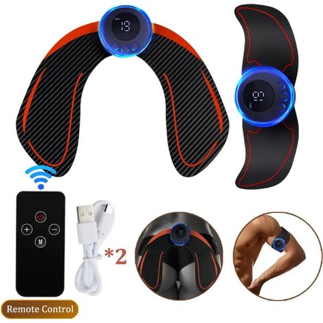EMS Electric Muscle Stimulator for Abdominals, Fitness Stickers, Rechargeable, Body Massage, Wireless, LCD Screen, Glute Training Device 03546-AquaForge
