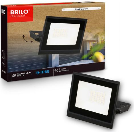 Briloner LED Strahler außen IP65 Staub- und Strahlwasserschutz 11x145 cm Rechteckig 20W 1800lm 4000K Neutralweiß Schwarz - Fluter Garten Garage Auffahrt