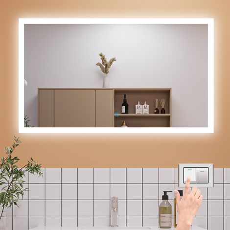 Dimmable 3 Colour Bathroom Mirror with Lights Anti Fog Touch Sensor Wall Mounted LED Bathroom Mirrors - 1200x700mm (1/5)