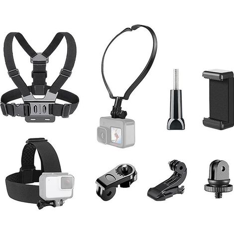 Kit d'accessoires pour caméra de sport à vélo : fixation pectorale + sangle frontale + fixation cou + support pour téléphone portable