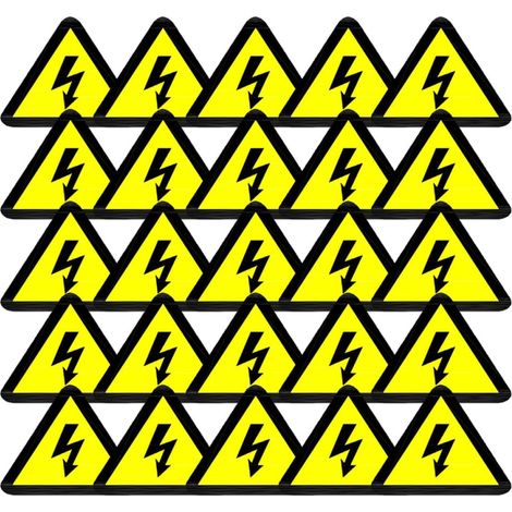 Étiquettes de Danger Électrique Autocollants 50X50 MM Lot de 50 Triangles Jaunes pour Panneaux Avertissement Haute Tension en Usine (1/5)