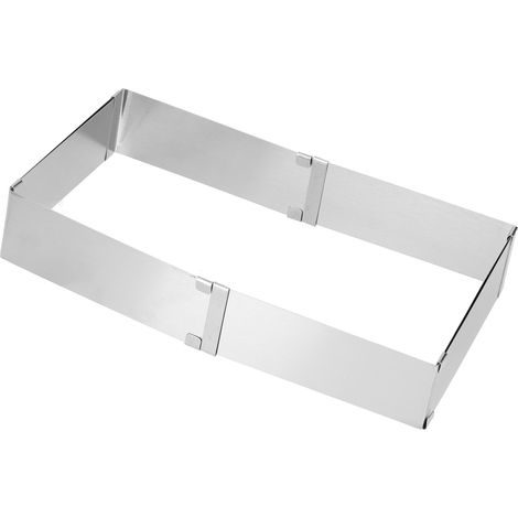 Einziehbare quadratische Keksform aus Edelstahl für Mousse, Kuchen, selbstgemachtes Gebäck, Größe L 16–28 cm (1/5)