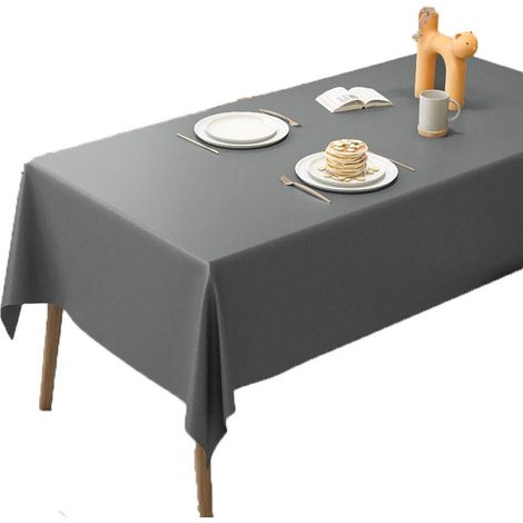 Nappe De Table Rectangulaire - Polyester Imperméable Et Anti-Taches - 140 x 200 cm - Pour Intérieur Et Extérieur - Gris