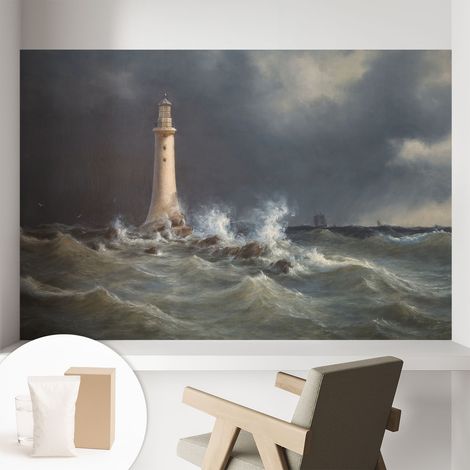 Papier peint intissé décoratif pour salon chambre et cuisine Facile à poser avec colle Tempêtes maritimes 104x70 cm (1/5)