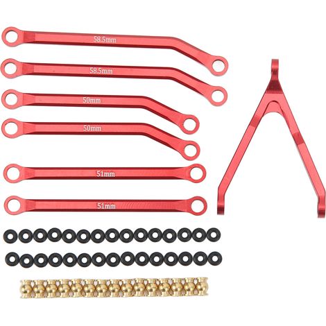 Kit de liaison de direction RC - Tête de rotule en laiton, support de châssis, boucle en caoutchouc, accessoires carrosserie voiture RC 1/24 pour Axial Red (1/5)
