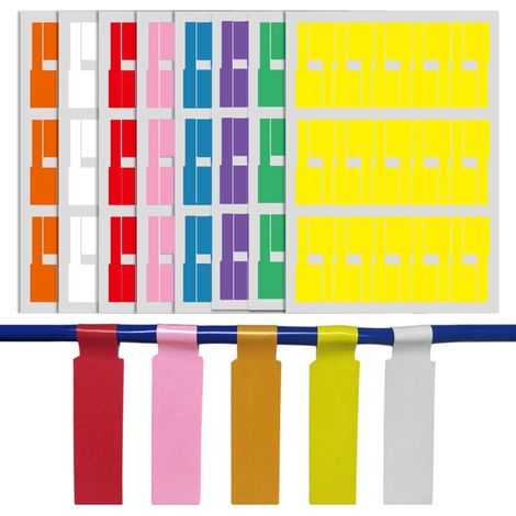 240 etichette adesive per cavi, 8 colori, resistenti all'acqua e agli strappi, scrivibili, per l'identificazione dei cavi. (1/5)