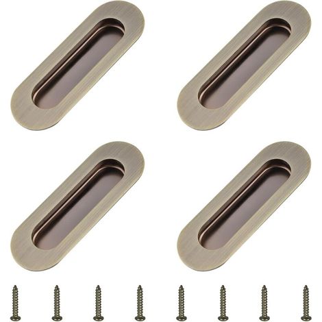 4 Pack Oval Cabinet Handles Stainless Steel Bronze Cabinet Handles Recessed Side Hole Recessed with Hidden Screws for Drawer Cabinet Cupboard Cupboard (1/5)