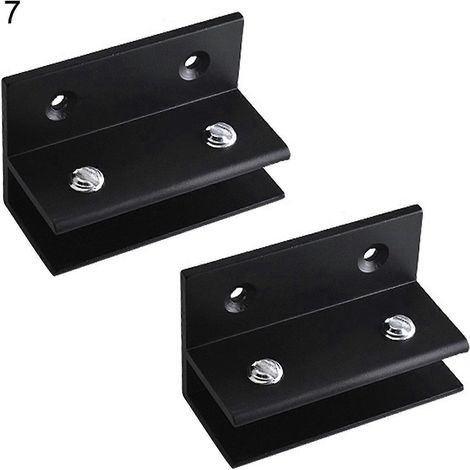 Lot de 2 pinces à verre noires, plates, en acier inoxydable résistant, portables, haute dureté, antichoc, pinces à verre carrées, adaptées à la fixation murale (Mengx 7) (1/3)