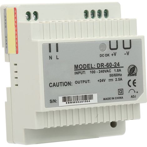DR-60-24 Alimentation à découpage AC/DC 60 W à sortie unique 24 V sur rail DIN (1/5)