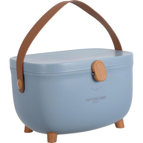 Boîte de Rangement Médicale Multicouche Grosse Capacité Glacier Bleu, Organisateur Portable avec Compartiments Hermétiques, Plateau Amovible pour Remède Familiaux en Plastique, (1/5)