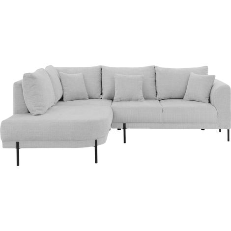 BIANCA - Canapé d'angle tissu chenille 4 places Droit - Gris clair