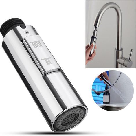 Evier de cuisine 2 fonctions douchette extractible eau chaude et eau froide Douchette extractible - Silver, 1pc (1/4)