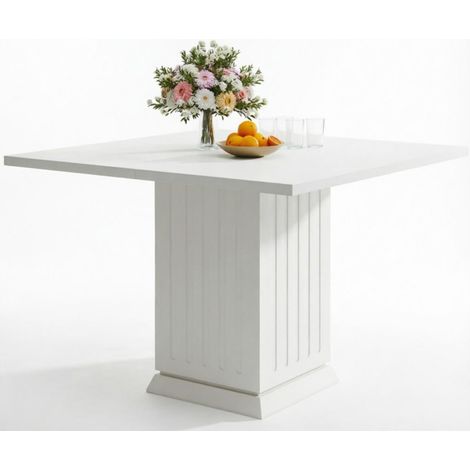 Mesa de comedor cuadrada moderna 90 x 90 x 75 cm de madera blanca para 4 personas MODENUIT (1/5)