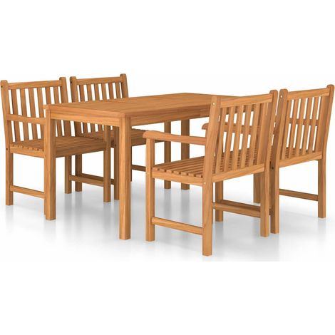 Maison Exclusive - Set da pranzo da giardino 5 pz 140x80 cm in legno massello di teak (1/5)