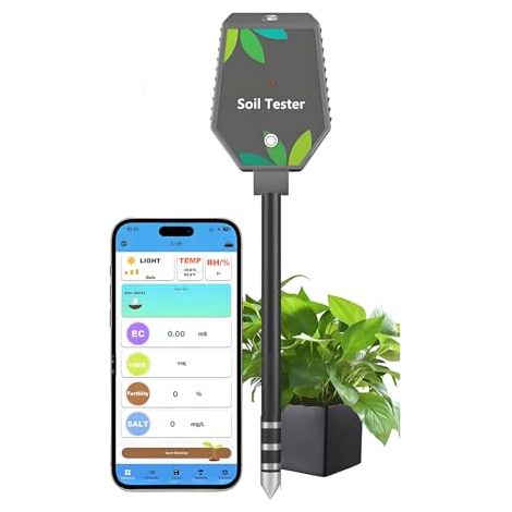 8 en 1 Testeur de Sol, Testeur de PH de Sol Bluetooth de Haute Précision, étalonnage de 3 Points de Sol Mètre de Température D'usine de Sol pour les Jardins, les Fermes (1/5)