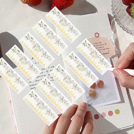 Stickers DIY 10 feuilles décoratives pétales de fleurs lace romantique série PET ajustables scrapbook album photos (1/5)