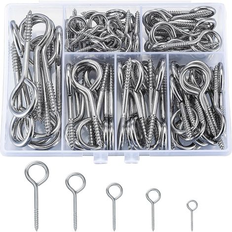 105 Pièces Piton à Visser, Crochet à Visser, Épingles à Œillet Filetées à Vis, Boulons à Œil pour Bois DIY Artisanat Plafond Cintres Fabrication de Bijoux (1/5)