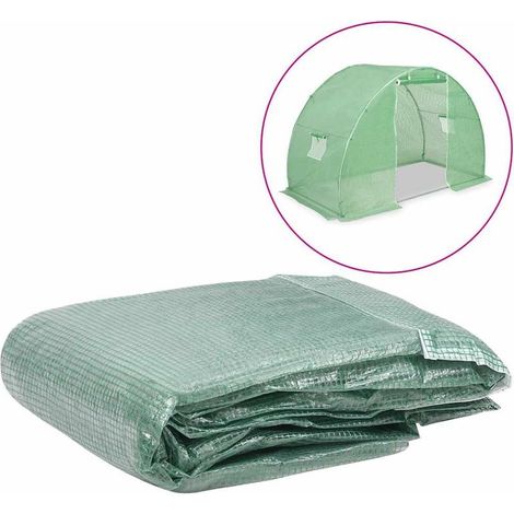 Couverture de remplacement de serre Bâche de rechange Serre de Jardin (4,5 m²) 300x150x200cm Vert NSME1365 (1/4)