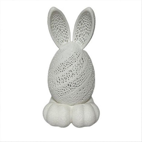 Décoration de Pâques en forme de lapin ajouré, imprimée en 3D bougeoir en plâtre figurines d'œufs de lapin blancs découpés. (1/5)