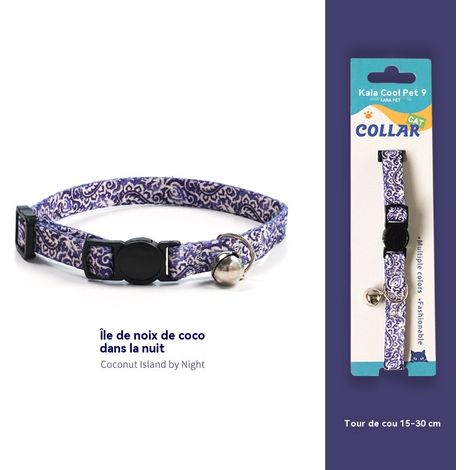 Collier pour chat avec clochette - Sécurité anti-étranglement - Couleurs tendance - Convient aux chats ayant un tour de cou de 15 à 30 cm