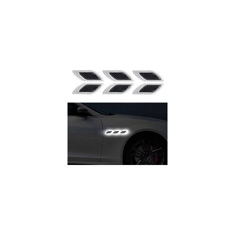 6 PCS Autocollant 3D à Bandes réfléchissantes, Autocollant réfléchissant pour Capot de Voiture,Autocollants réfléchissants à Haute intensité pour la visibilité de Nuit pour Voiture SUV (Blanc)