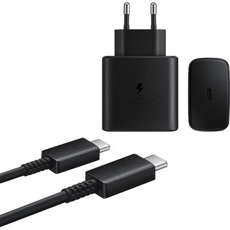 Chargeur rapide Samsung 45W USB-C avec câble de données 1m et adaptateur secteur noir, bloc d'alimentation 45W (1/5)